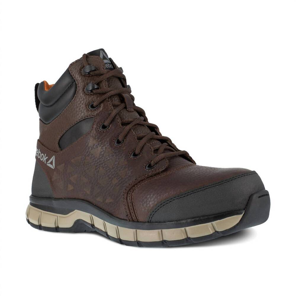 NEW REEBOK WORK men's sublite 6" composite toe boots in brown